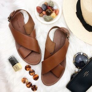 Madewell cross leather boardwalk sandals